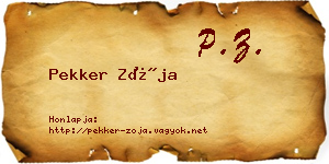 Pekker Zója névjegykártya